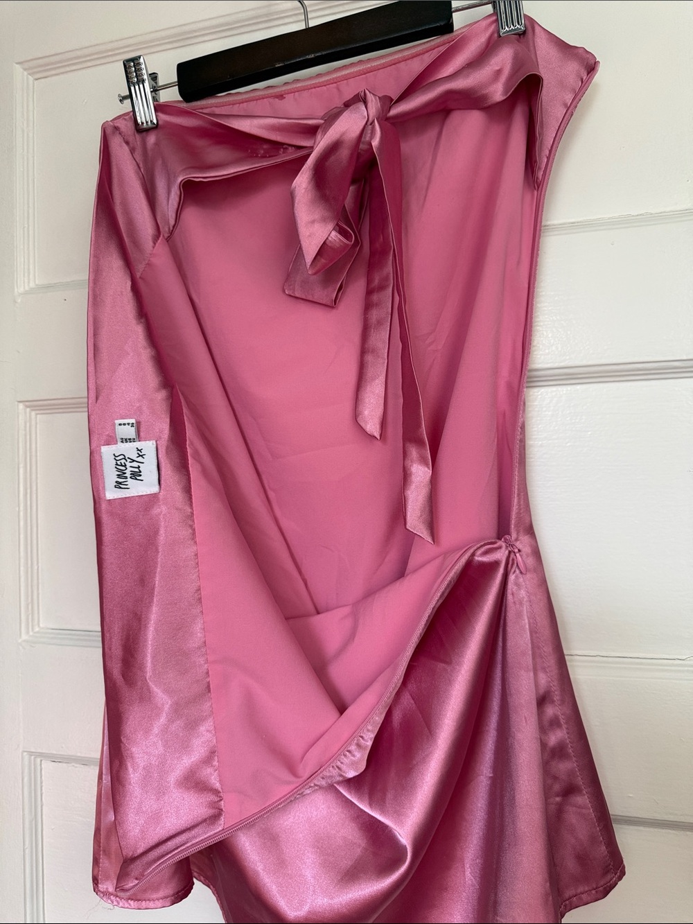 Princess Polly Shaya Strapless Pink Satin A-Line Mini Dress With Bow Back Sz 4 - Picture 10 of 13